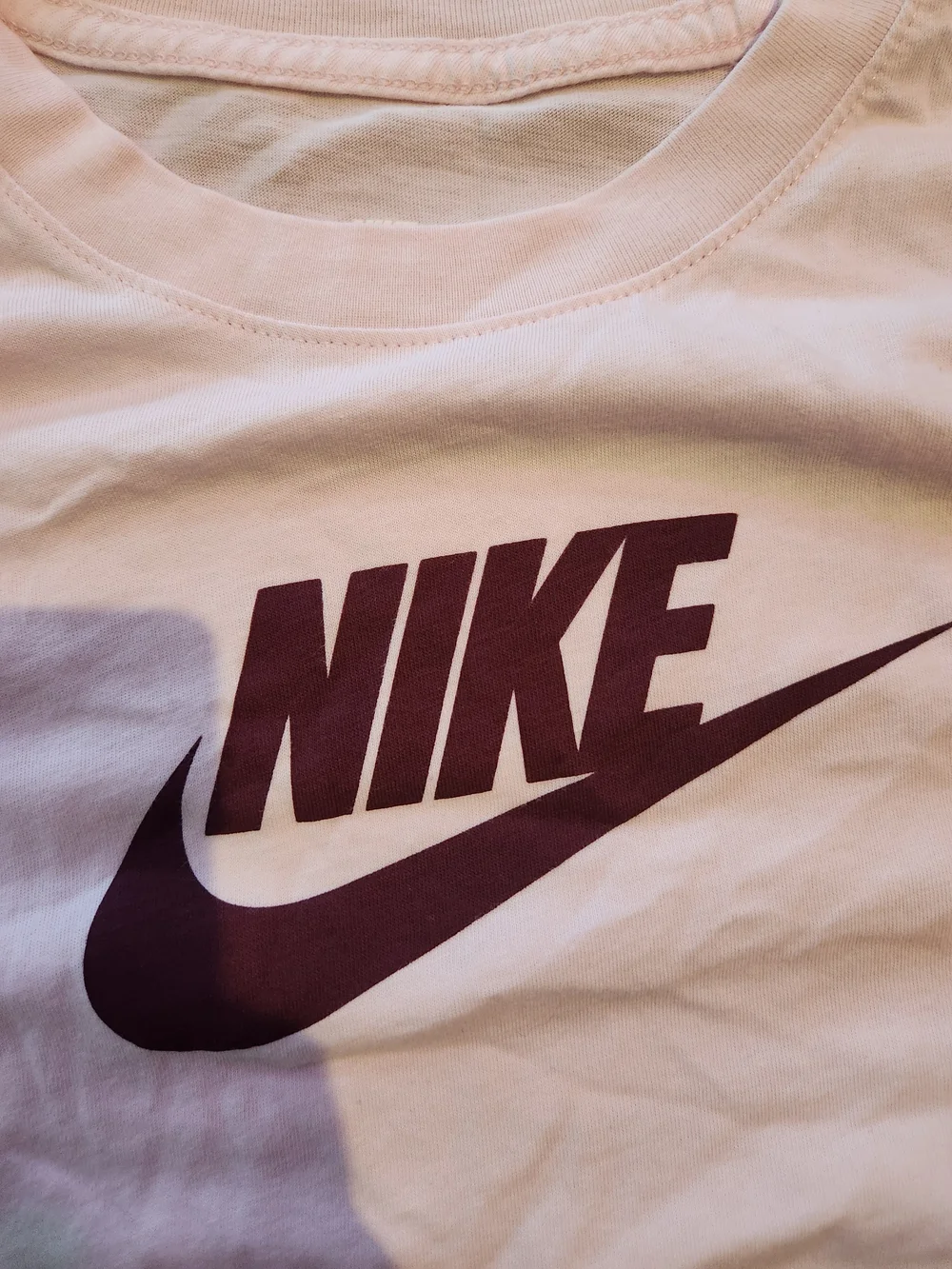 Nike Long-Sleeve Tee in Light Pink with Maroon Logo